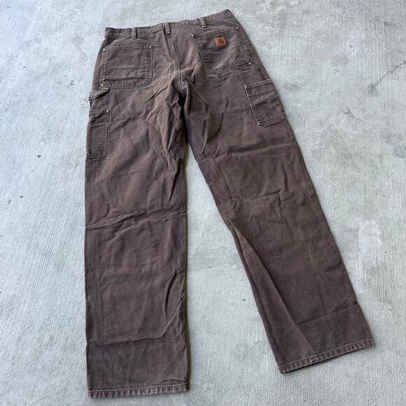 Vintage Y2K dark brown Carhartt double knee work wear carpenter pants - Picture 5 of 7